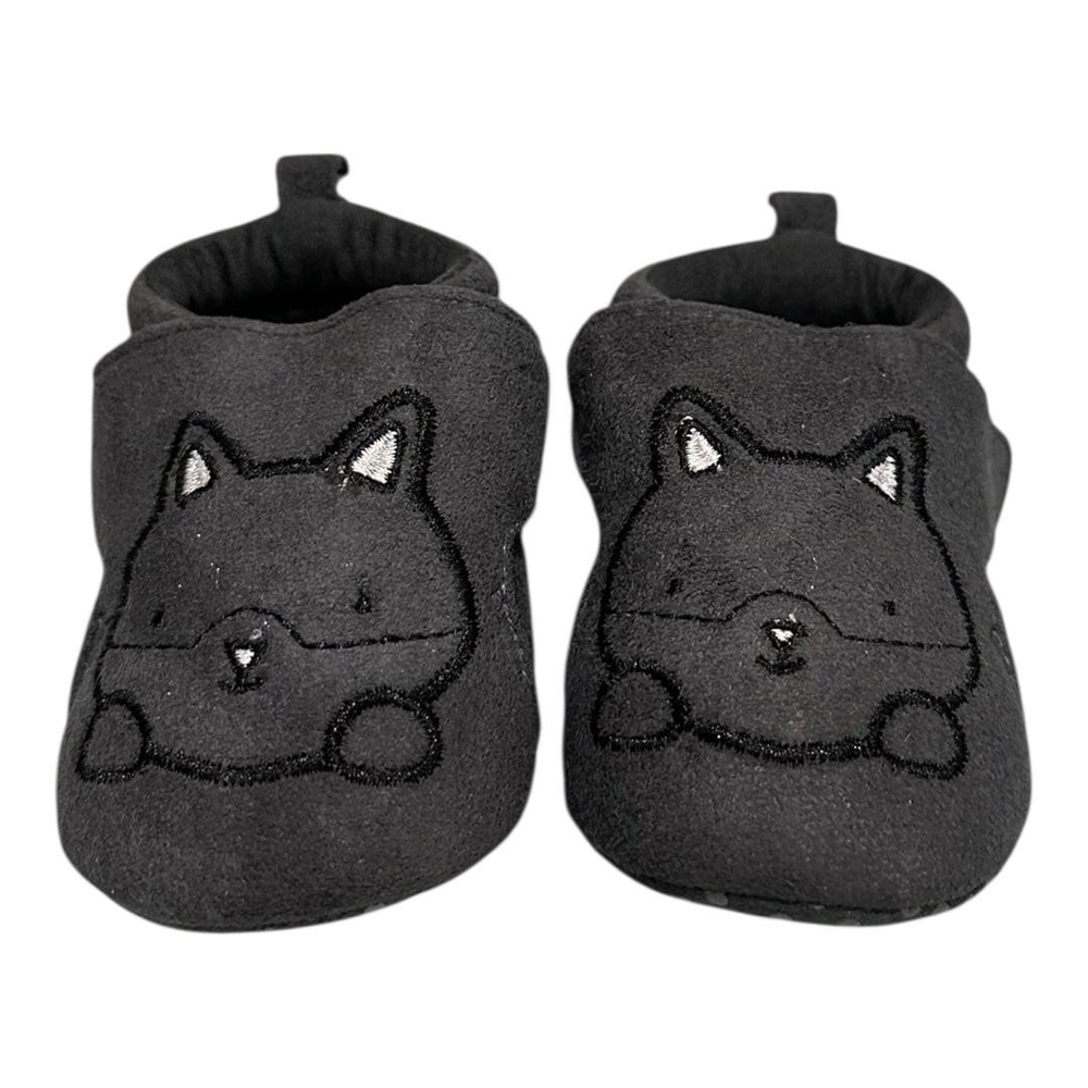 Joe Fresh Slipper Booties Girls 6-12 Months Black Cat Animal Soft Sole Baby